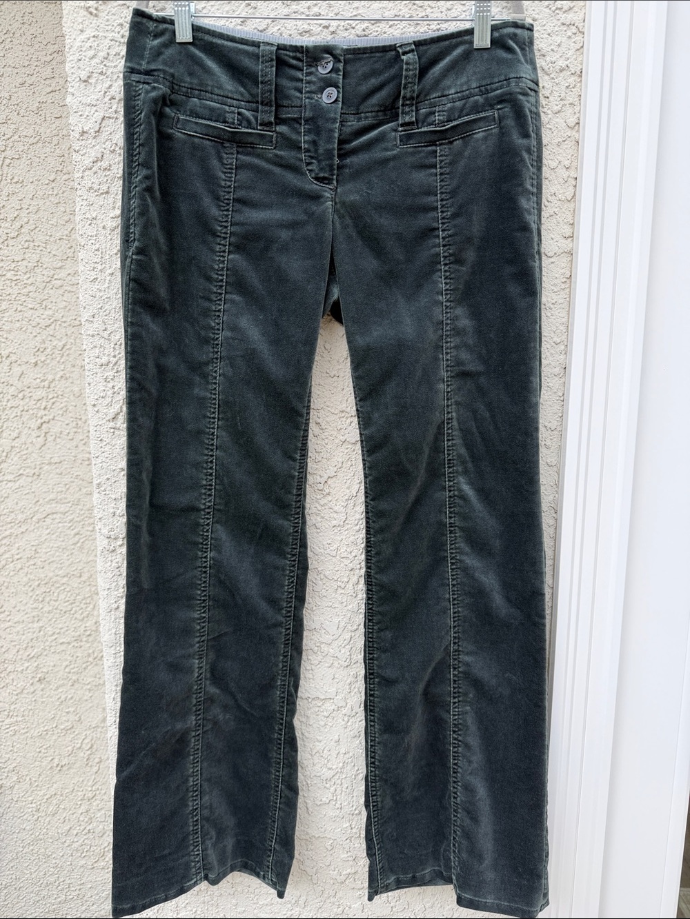 Cidra Anthropologie Vintage Green Velvet Boho Retro Flare Leg Pant Womens Size 6